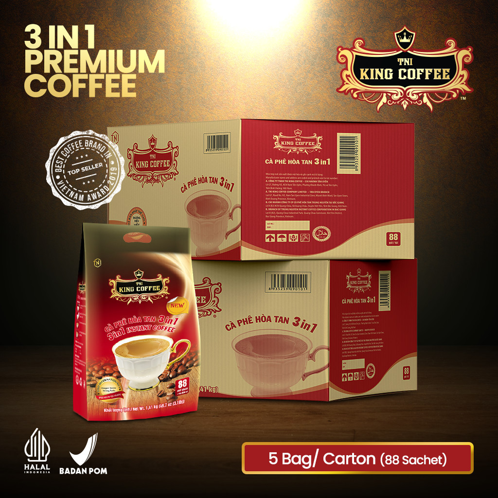 

KOPI INSTAN IMPORT VIETNAM TRUNG NGUYEN KING COFFEE - 3 IN 1 ISI 88 STIK DUS KARTON