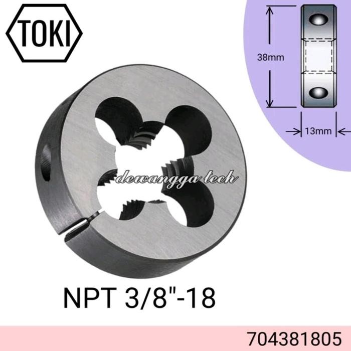 

READY Toki Senai pipa NPT 3/8 - 18 round dies taper 3per8 snei snay sney tirus