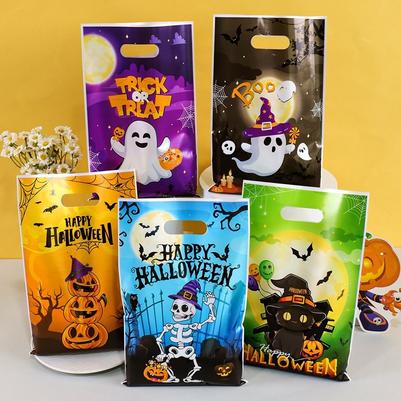 

10/20/50pcs Horror Ghost Pumpkin Halloween Candy Bags Trick or Treat Bag Halloween Party Goodie Candy Gift Bags for Kids Favors