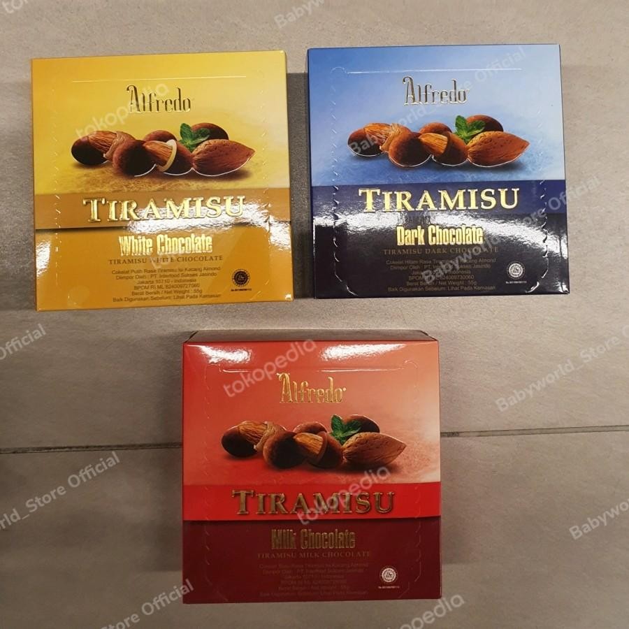 

Alfredo Tiramisu Chocolate 50gr Coklat Import Varian Milk / Dark / White Almond