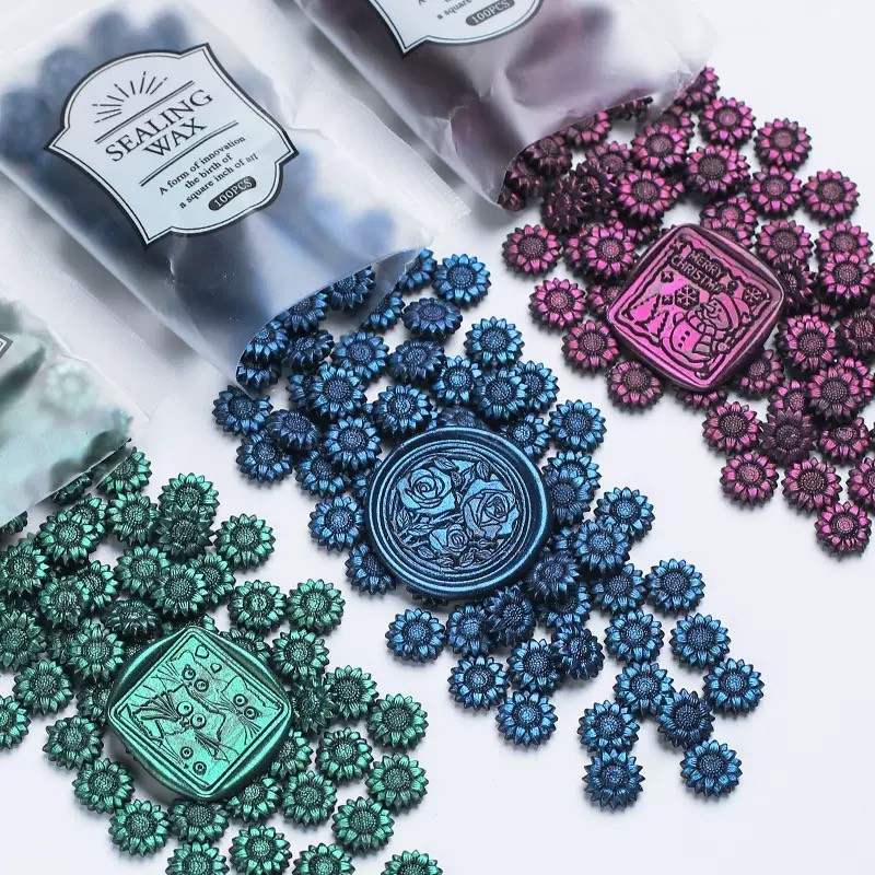 

Retro Sunflower Sealing Wax Beads 50pcs Stamp Beaded Scrapbook Material Seal for Wedding Vintage Craft Decoration Card Making To