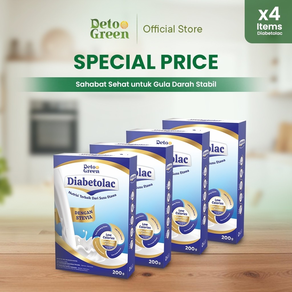 

NEW (SPECIAL PRICE) DIABETOLAC Paket 4 Susu Kambing Etawa Manis Alami Stevia Rendah Kalori PREMIUM