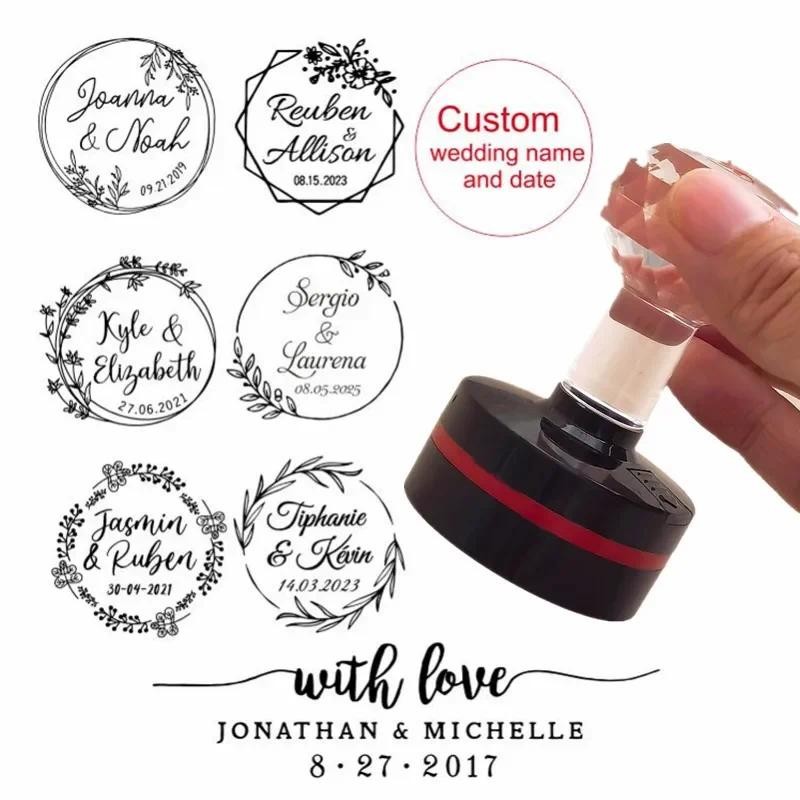 

Custom Wedding Stamp name and date ink stamp Customized Photosensitive Self Inking Stamp Personalized Return Address Invitation