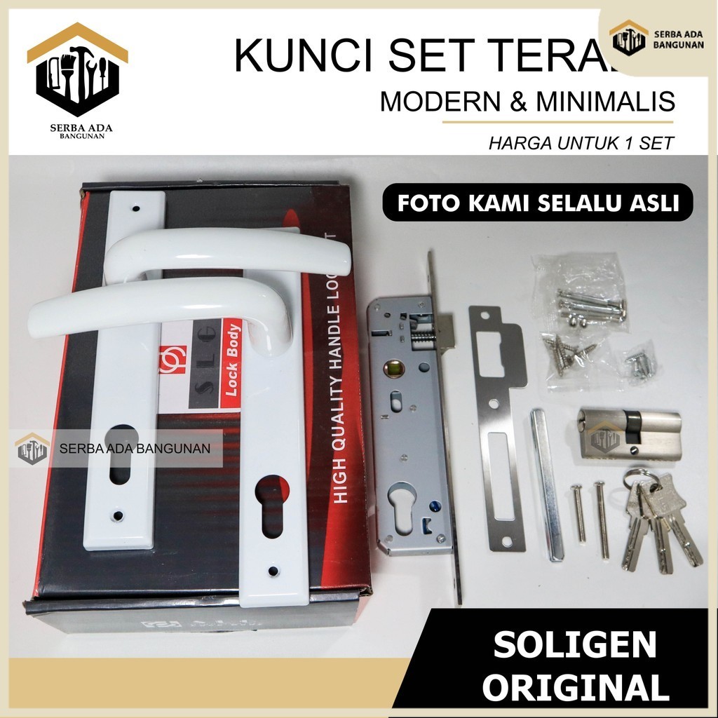 Handle Kunci Gagang Pintu Swing Aluminium Set - Soligen / KUNCI Aluminium Soligen + Body / Kunci Pin