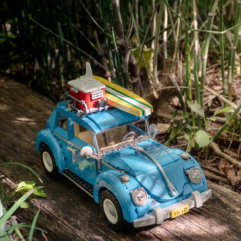 1167PCS  Blue Beetle Camper Car Building Blocks Technical Set Model Creative Vehicle MOC Assembly To