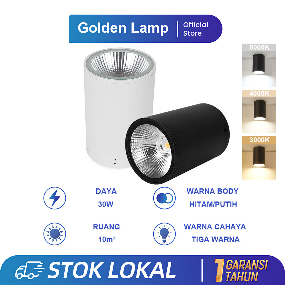 Lampu sorot COB Lampu Plafon Downlight LED Rumah Donlet Ceiling Light Ruang Tamu 30W 3 Warna Plafon/