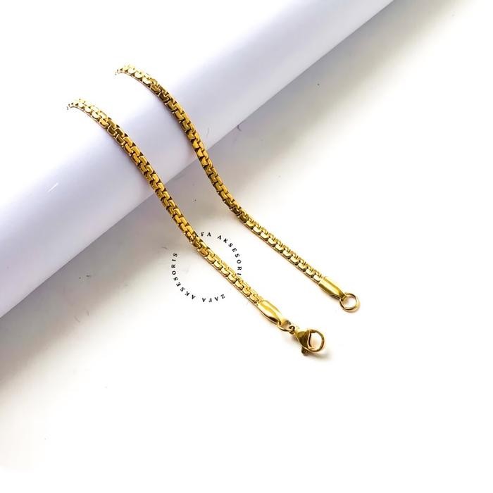 Zafa Kalung Titanium Pria Wanita Anti Karat Silver Blue - Moskow kalung titanium - Silver, 45cm