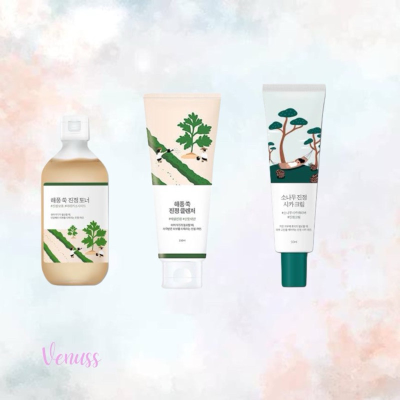 ROUND LAB Mugwort Calming Cleanser 150ml | ROUND LAB Mugwort Calming Toner 300ml | ROUND LAB Pine Ca