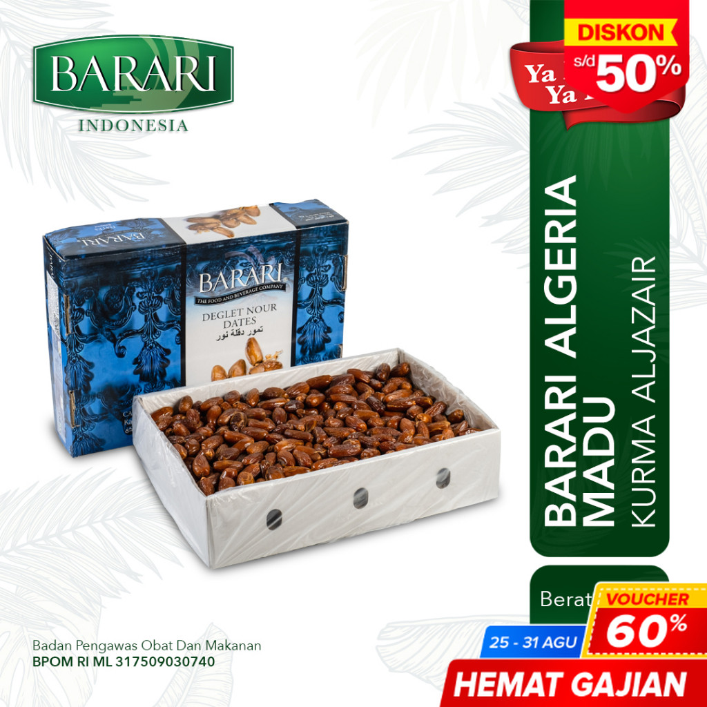 

BARARI Algeria Kurma Aljazair Madu 5 Kg Premium Dates High Quality Tekstur Lembut dan Renyah