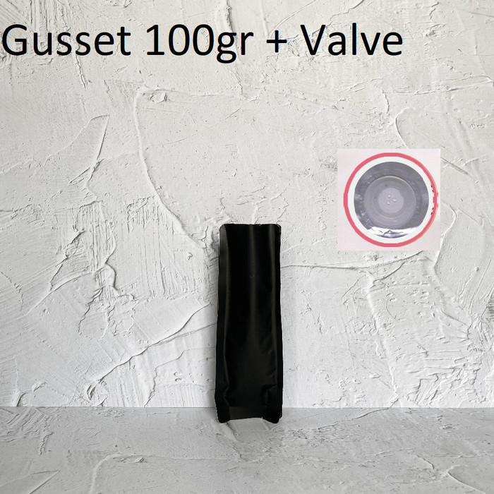 

Kemasan Kopi Gusset Quad Seal 100g + VALVE HITAM *PREMIUM* - Hitam