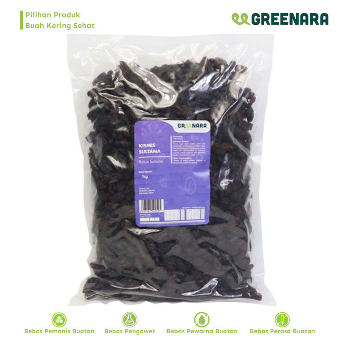 

HEMAT! Greenara Kismis Hitam Sultana 1 Kg / Dark Raisin Kismis Sultana