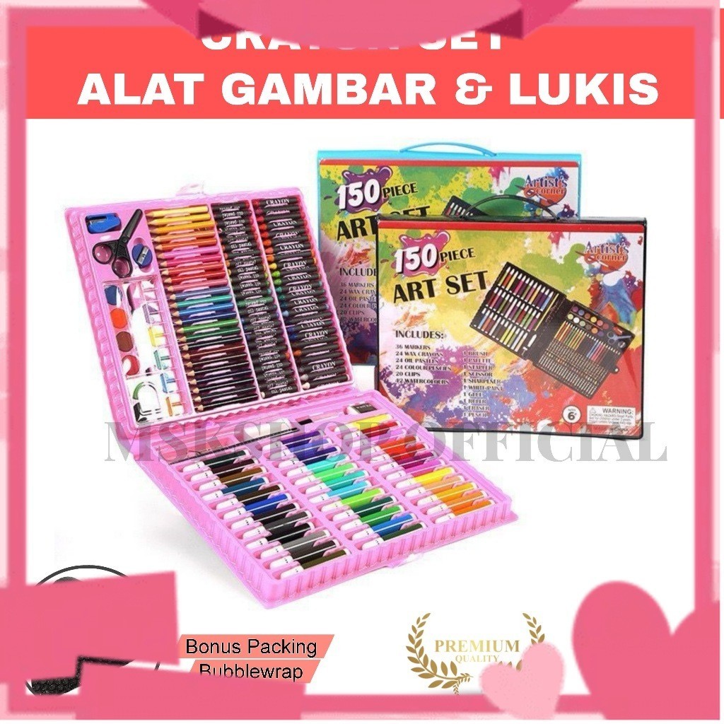 

CRAYON SET PERALATAN GAMBAR LUKIS PENSIL WARNA/ ART SET ISI 150 PCS