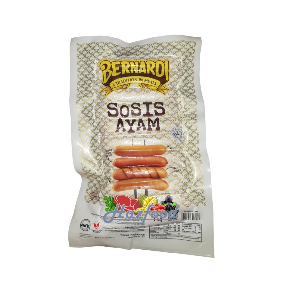

Bernardi Sosis Ayam 1 Kg ( isi 30pcs )