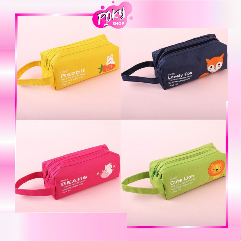 

POKY - S6249 Tempat Pensil Kartun Hewan / Desain Lucu dengan Resleting Ganda