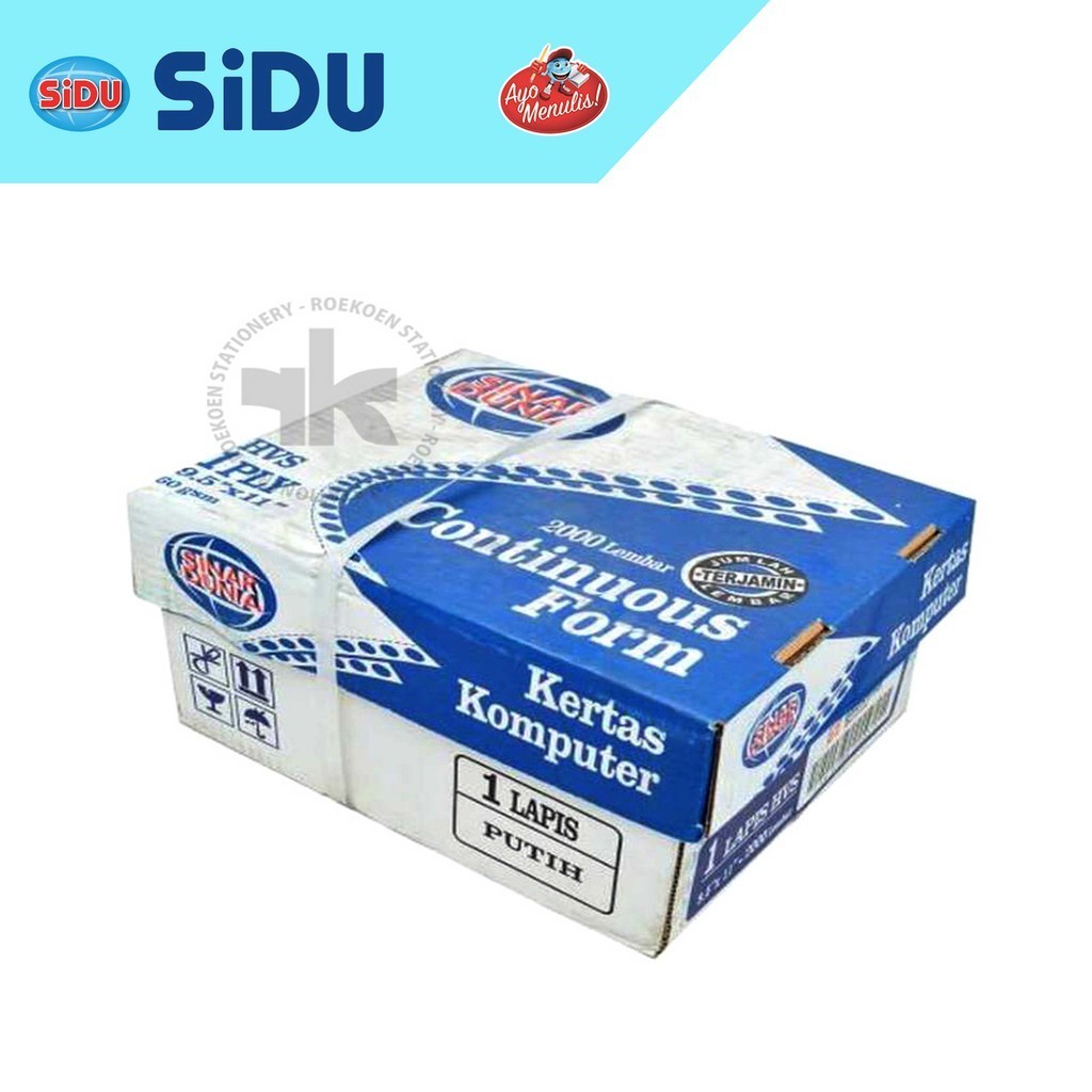 

Sidu Continuous Form K1 Full 9.5" x 11" - 1PLY - 2000 Lembar (Box Biru)