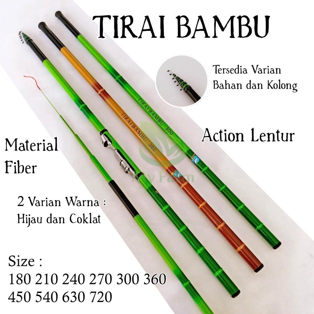 Neptuna Tirai Bambu Joran Tegek Kolong Ruas Panjang Bahan Fiber Action Lentur Tongkat Tangkai Pancin