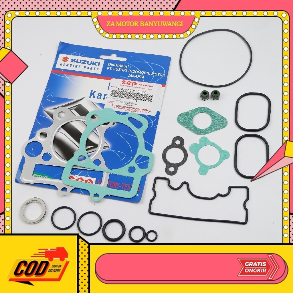 paking blok seher shogun 110 ori / Top set blok seher motor suzuki shogun 110 - 12830-35D110-000