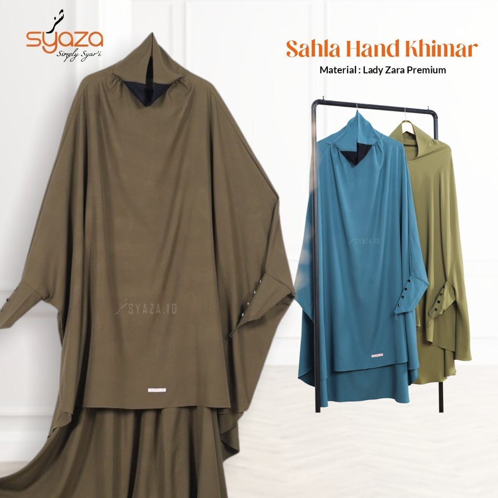 SYAZA - Sahla Hand Khimar Tangan Jilbab Wanita Panjang Kerudung Jumbo Hijab Syari Lady Zara Premium 