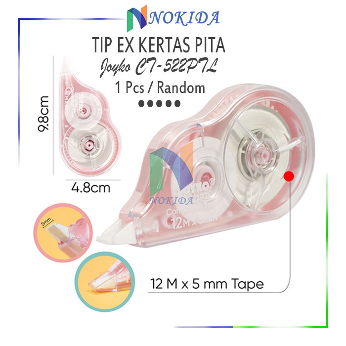 

Nokida Tipe Ex Pita Kertas Joyko CT-522PTL / Tip X Penghapus Pulpen / Alat Koreksi Menulis / Correction Tape Roll Pastel