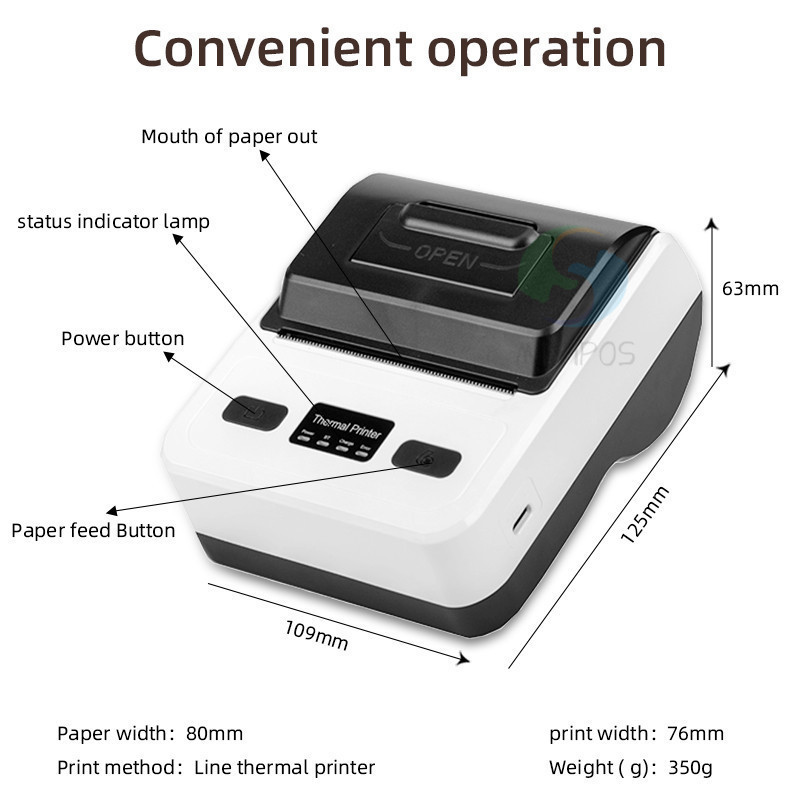 Printer Thermal 80Mm Printer Bluetooth Portable Batrai Ppob Kasir Alamat Printer Thermal Dukungan