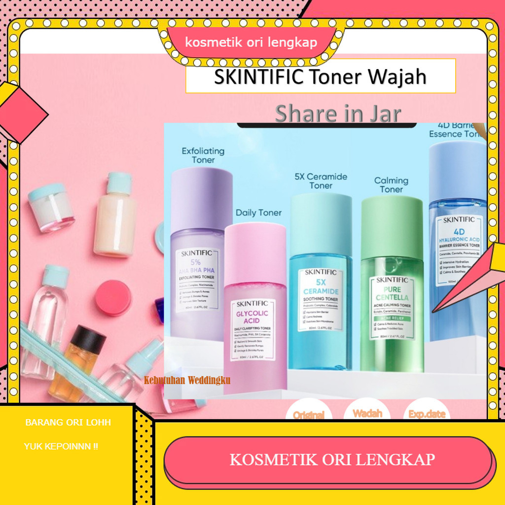 [ Share in Jar ] SKINTIFIC NIACINAMIDE HYALURONIC GLYCOLIC CERAMIDE CENTELLA ACNE AHA EXFOLIATING TO