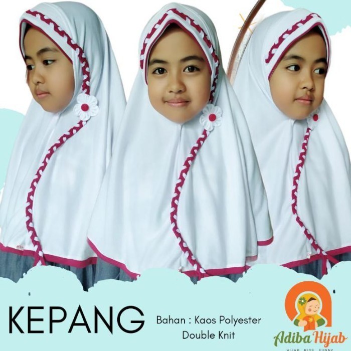 Jilbab Hijab Kerudung Anak Sekolah Instan Kaos Kepang Putih Tk Sd
