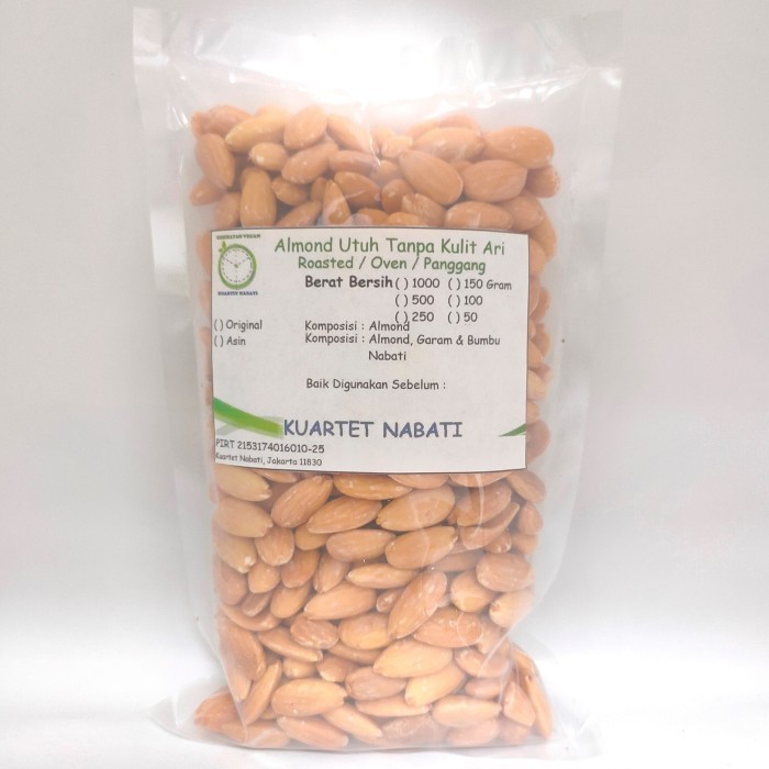 

AD 1000gr Roasted Almond Utuh Tanpa Kulit Ari/ Almond Whole Skinless - Original