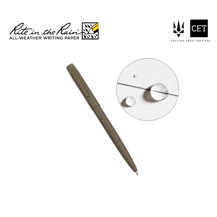 

Rite in the Rain FDE97 Tactical All-Weather Metal Pen - All Weather Pulpen Tactical Anti Air Water Resist Proof Survey Lapangan Survei Bolpoin Bolpen Ball Point Tahan Air Tan - Flat Dark Earth Brown