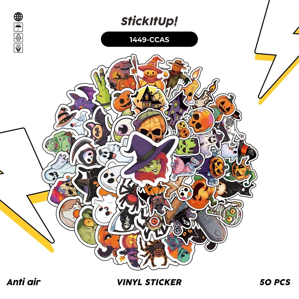 

COD✨ 100 Pcs Stiker Pack Cartoon Cute Halloween Lucu Aesthetic Vynil Waterproof untuk Freebies Sticker Buku Journal Casing HP Laptop