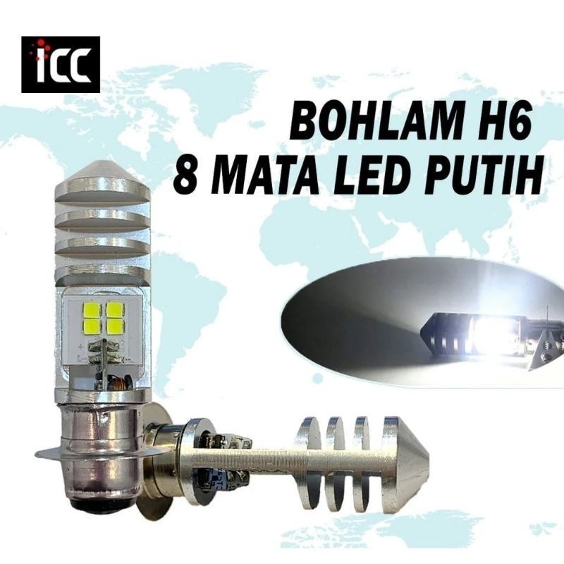 [ DELSER MOTOR ] LAMPU UTAMA LED MOTOR H6 8 MATA MATIC BEBEK 12V DC BOHLAM BOLAM BHOLAM BOLA DEPAN S