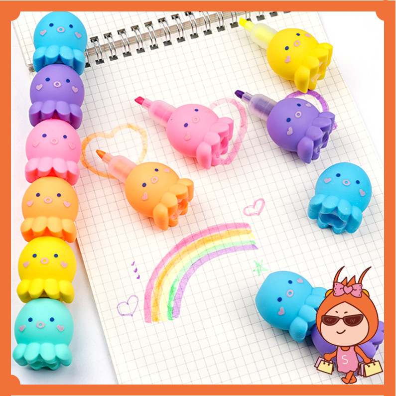 

Reseller Welcome - S6295 Highlighter Tumpuk 1 Set / Textliner Motif Karakter Lucu / Set Stabilo Pastel Lucu