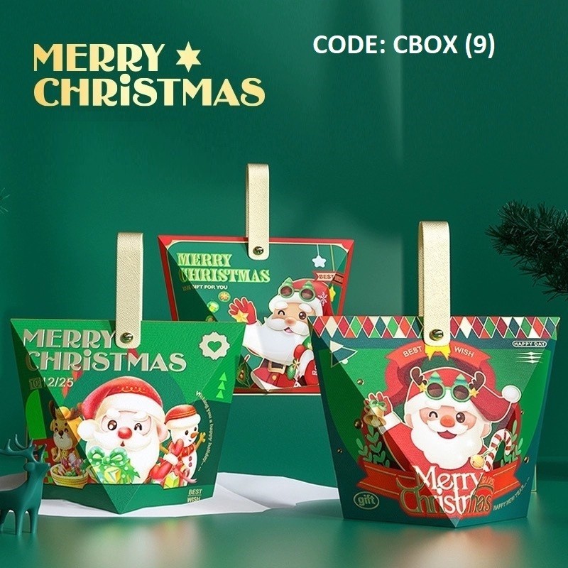 

(CBOX-9) TAS BINGKISAN NATAL UNTUK COOKIES COKLAT PERMEN HADIAH box packaging christmas santa claus merry christmast selamat hari natal box packaging kue