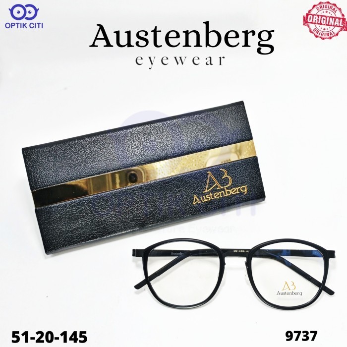 Frame Kacamata Bulat Titanium Pria Wanita Austenberg 9737 Original Ringan