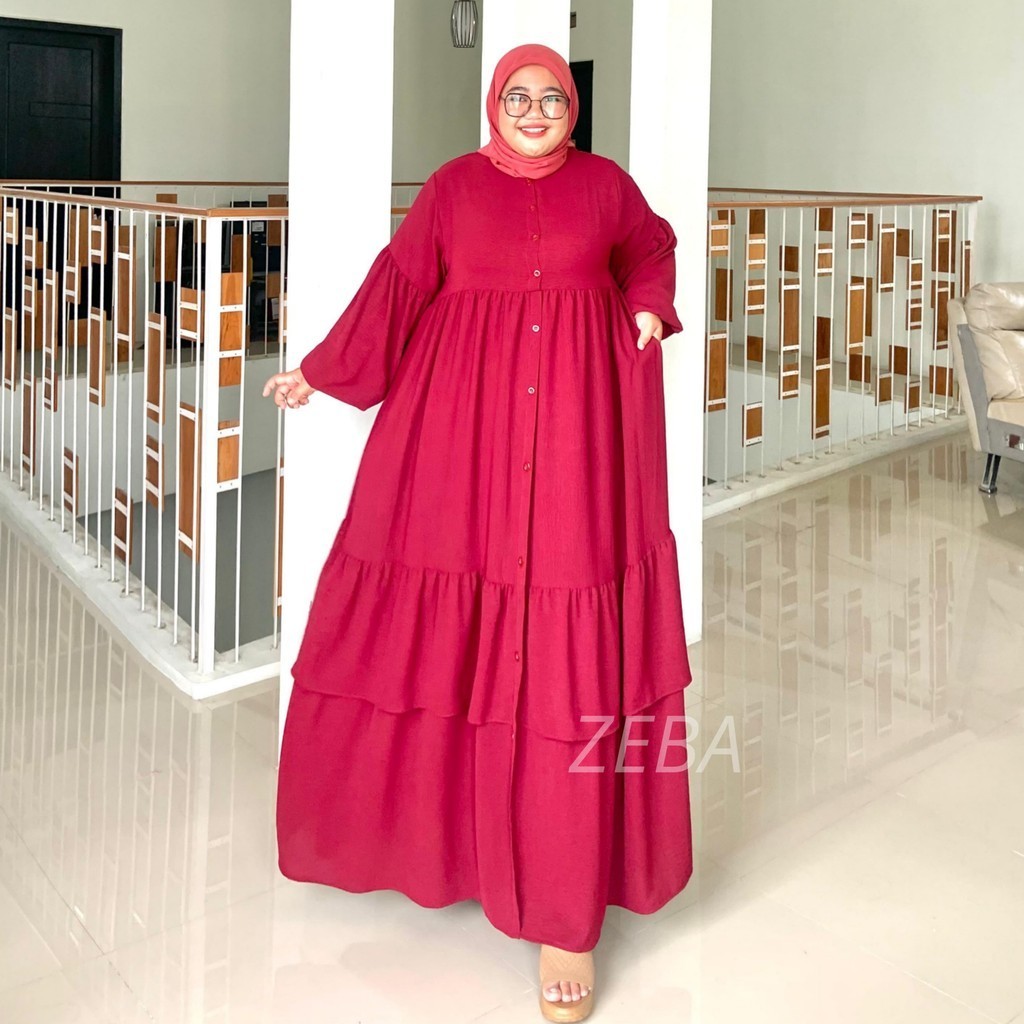 Zeba | Nanda Gamis Jumbo Crinkle Tebal LD 120 - LD150 BB 70 - 150 kg Airflow Polos Hitam Putih dll