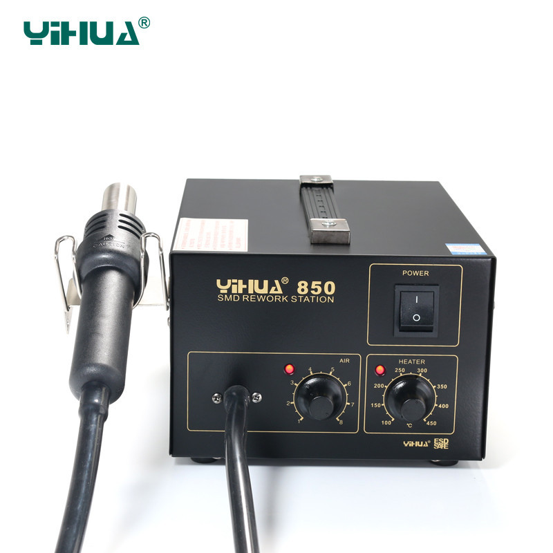HOT SALE 3 Nozzles Hot Air Soldering Station SMD Rework Station Lead Free With Heat Gun YIHUA 850 ho