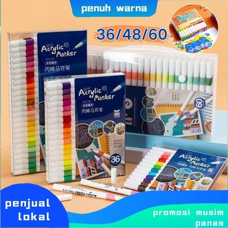 

【Penawaran istimewa】60Warnas Spidol Akrilik Acrylic Marker Set Paint Marker/Washable Marker Spidol Pen Nontoxic Colour Mewarnai Menggambar Mainan anak Prakarya