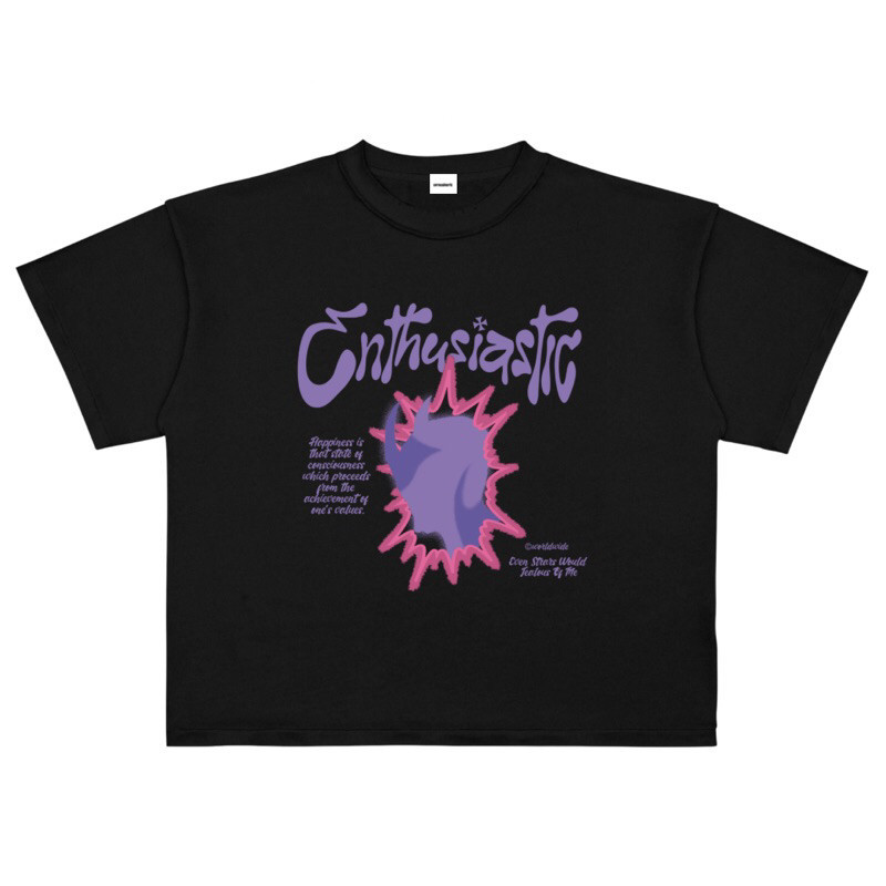 Boxy Oversize T-Shirt Black Enthusiastic - One Disgitilly