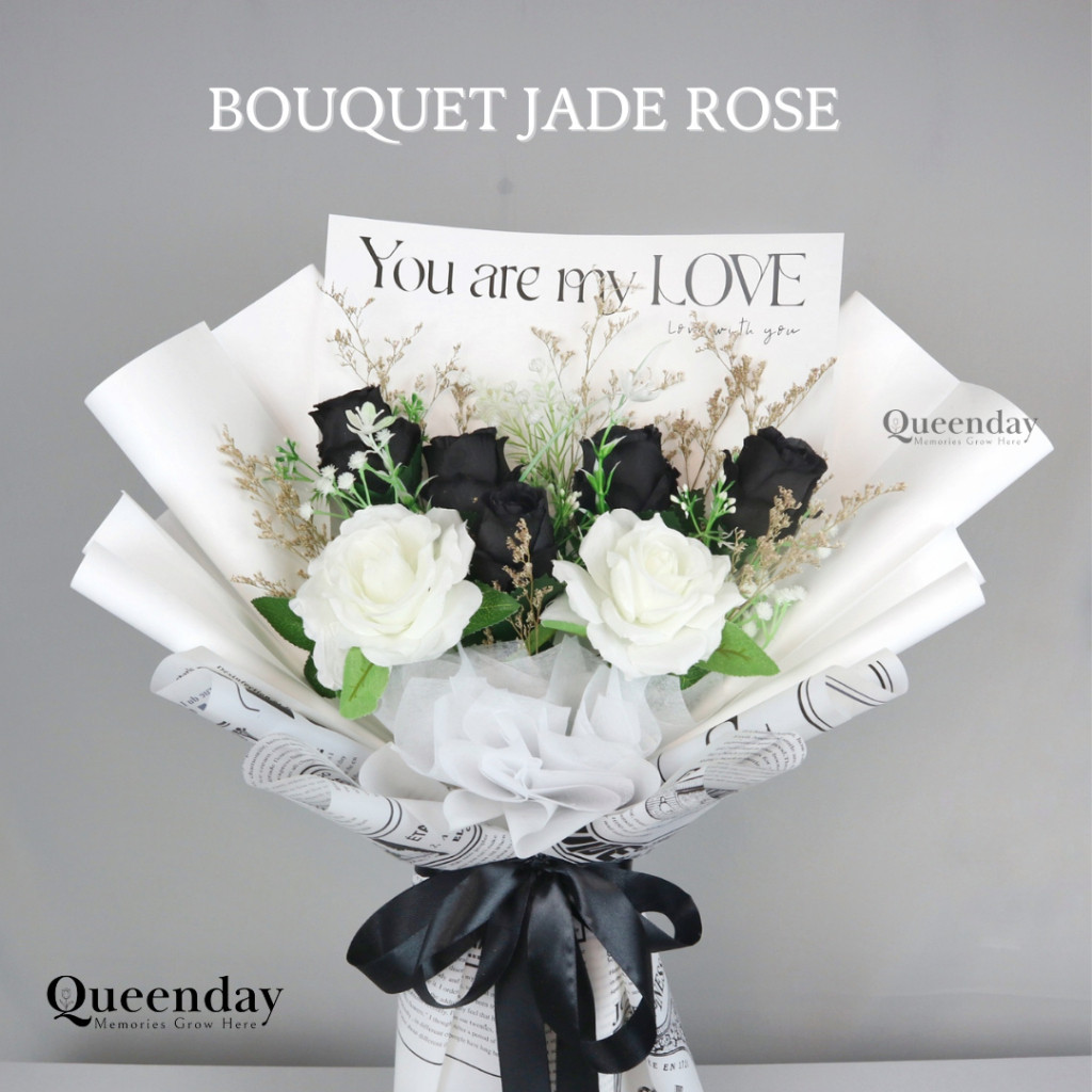 BUKET BUNGA JADE ROSE KADO VALENTINE BISA KIRIM LUAR KOTA FLOWER BOUQUET ARTIFICIAL PALSU BUATAN MAW