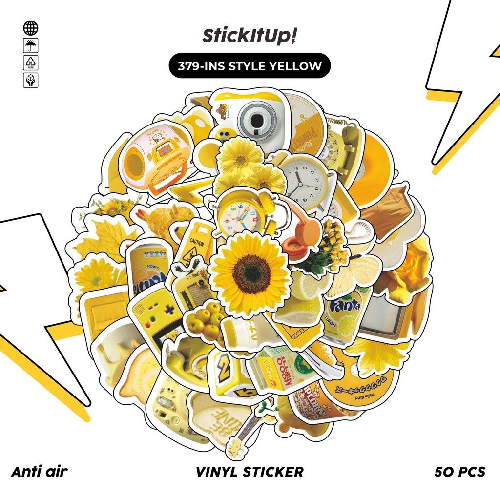 

COD✨ StickitUp100 Pcs INS Style Yellow Keren Anti Air Untuk Dekorasi Notebook Sepeda Skateboard Handphone DIY