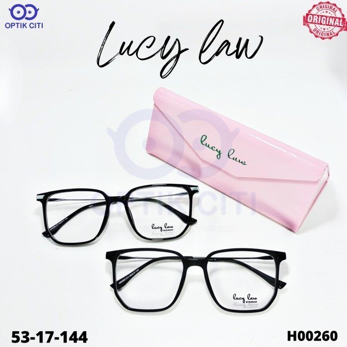Frame Kacamata Kotak Pria Wanita Lucy Law H00260 Ringan Original