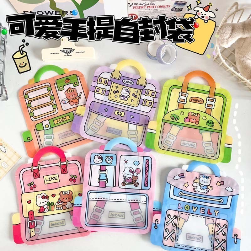 

ZIPLOCK STANDING POUCH PLASTIK KEMASAN CANDY COOKIES PERMEN ORGANIZER MULTI FUNGSI COLOURFULL AESTHETIC BEAR MOTIF TAS JINJING