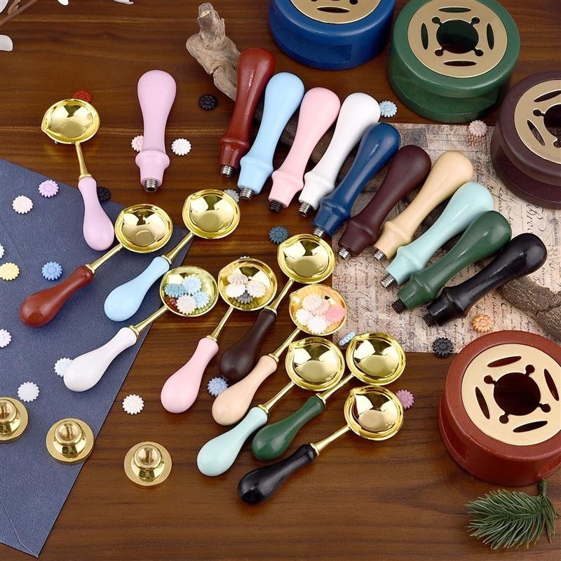 

Tool Kit Wax Seal Stamp Set Lacquer Stove With Wood Handle Spoon Waxes Bead Melting Furnace Heater Non-Stick Spoon Tweezer Suits