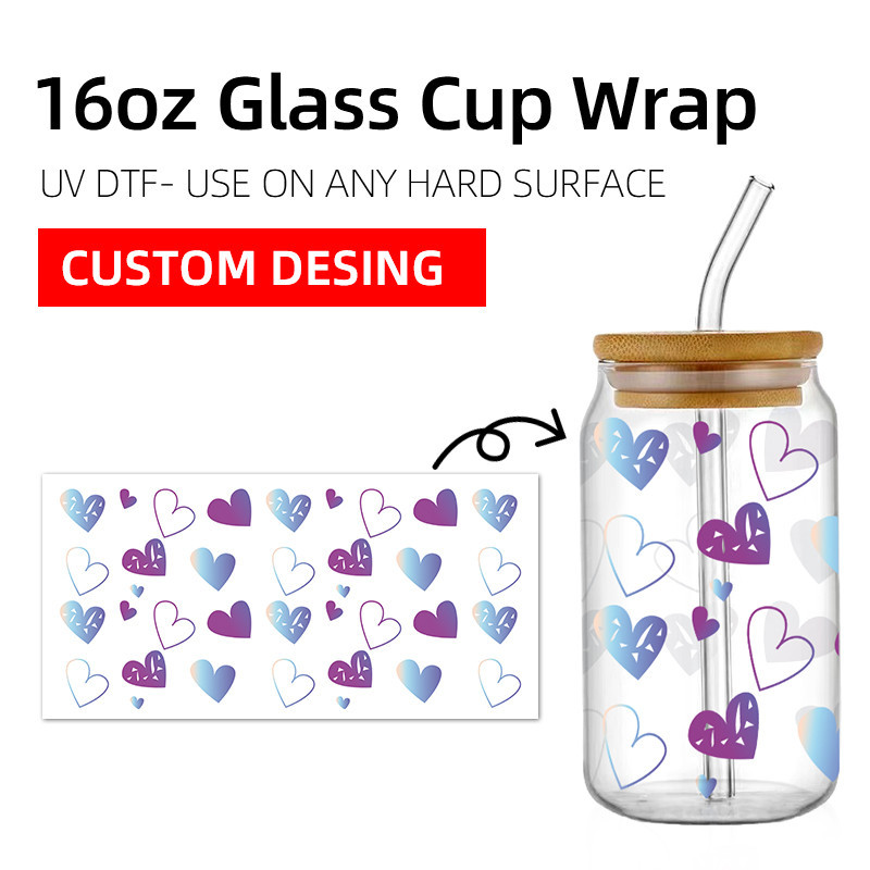 

UV DTF Sticker Customized For The 16oz Libbey Glasses Wraps Cup Can DIY Waterproof Easy To Use Custom Decals 1 Sheets