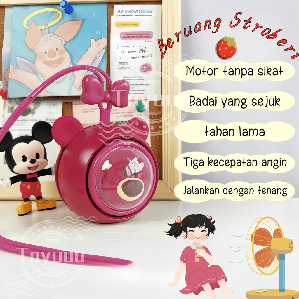 Mini Kipas Angin/ Lotso Neck Kipas Leher/USB Rechargeable kipas angin leher/Kipas Mini Portable Disn