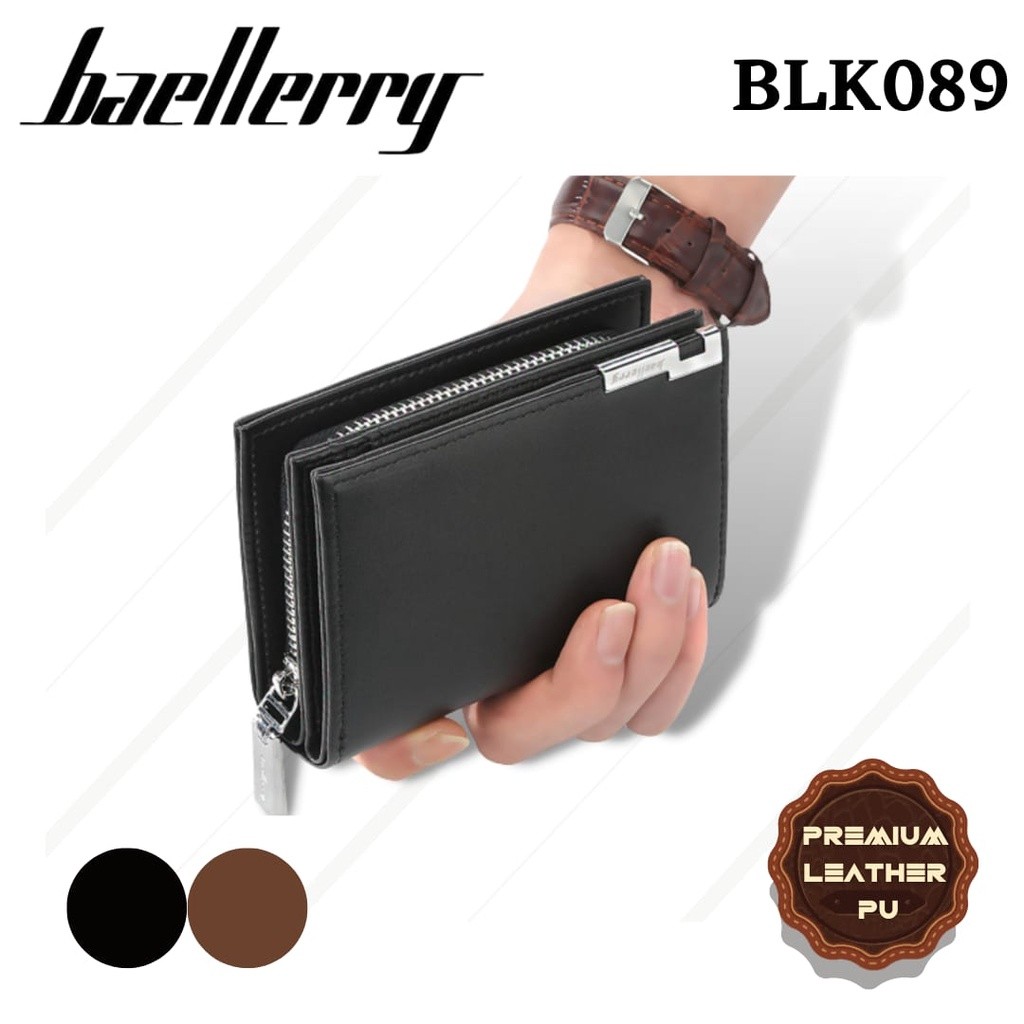BLK089 - DOMPET LIPAT PENDEK BAELLERRY KARTU ATM KULIT BAELERRY  BALLERY PRIA WANITA IMPORT BARU KEK
