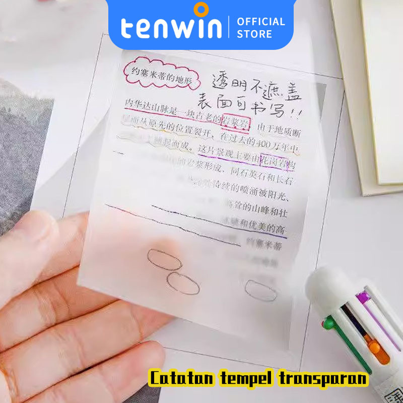 

Tanda kunci koreksi kesalahan warna stiker label post-it transparan dapat ditulis N kali kertas catatan stiker PET-tenwin offical