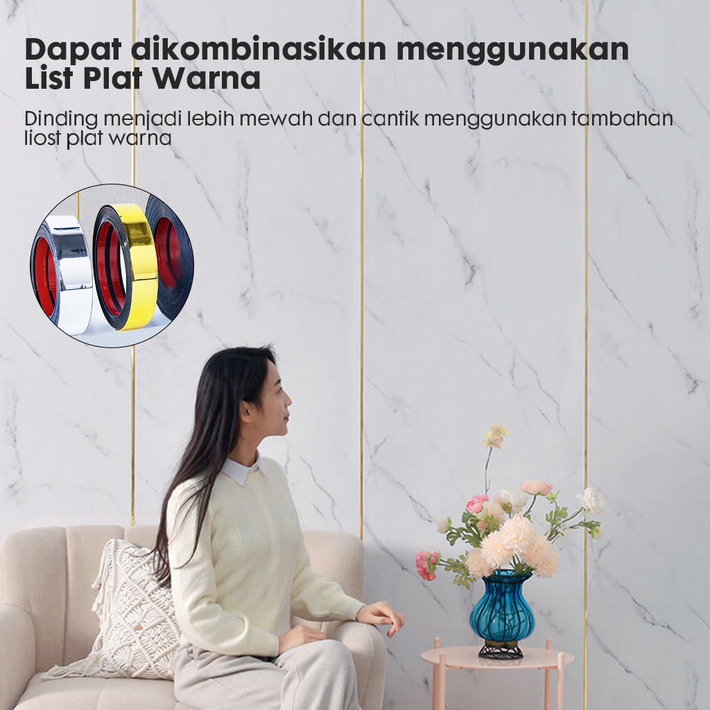 Aimilo Wallpaper Dinding Vinyl Marble Glossy 60CM X 3 Meter Roll Foam PVC Anti Air Wallpaper Dapur