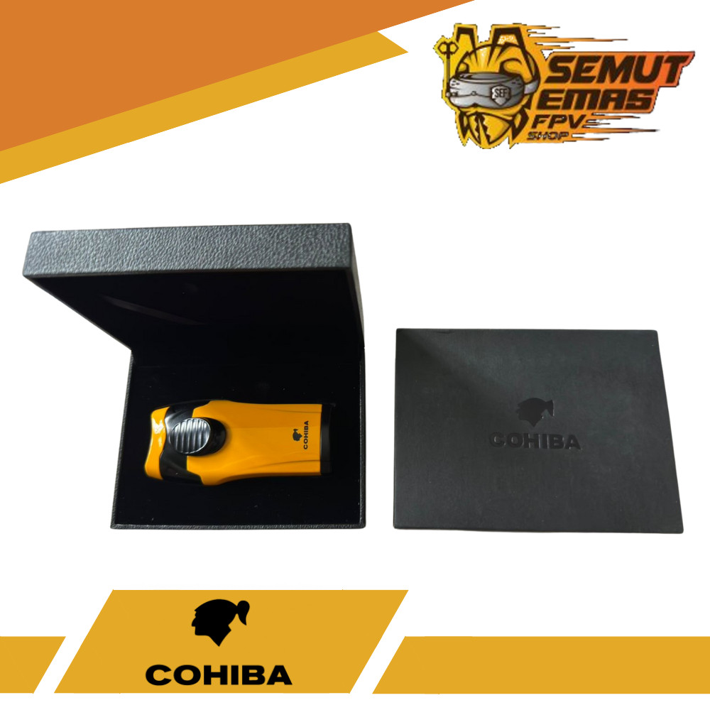 Cohiba Yellow Cigar Lighter Korek Cerutu Kuning With Black Case Hitam