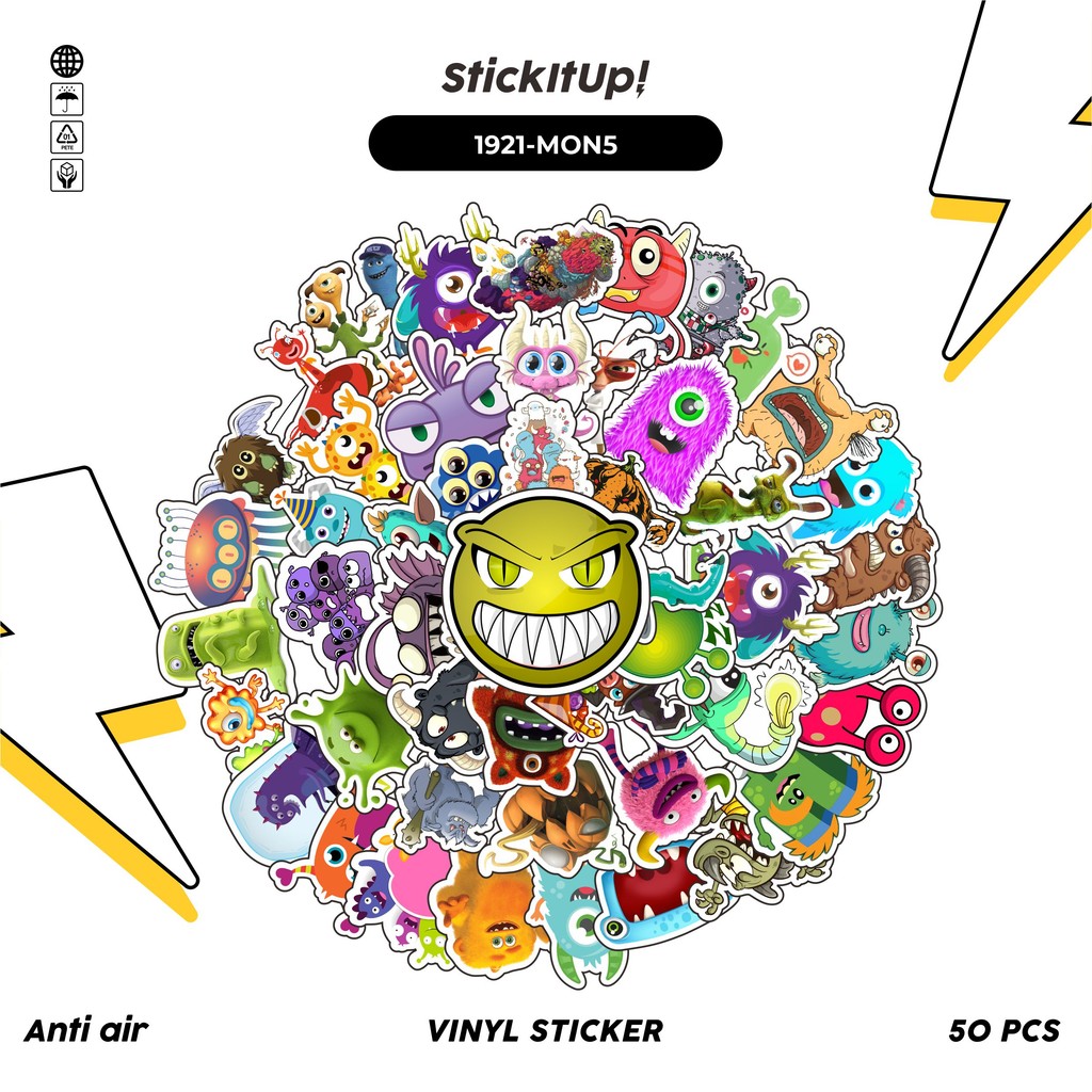 

COD✨ 50 Pcs Stiker Pack MONSTER ART ILLUSTRATION CHARACTER MIX 05 Lucu Aesthetic Vynil Waterproof untuk Freebies Sticker Buku Journal Casing HP Laptop
