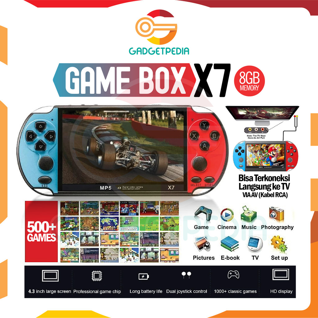 Game Box X7 Enhanced Edition Gameboy Psp X7 Handheld Console 5.000+ Games 4.3Inch Mp5 Music Video